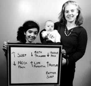 A group of people standing next to a board.