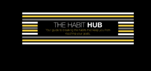 A black and yellow book cover with the title of the habit hub.